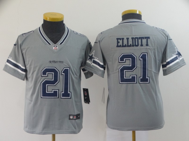 Youth Dallas Cowboys #21 Elliott grey Nike Vapor Untouchable Limited NFL Jersey
